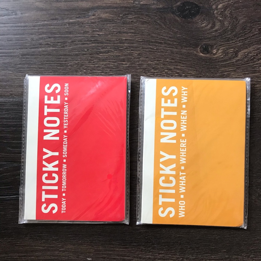 Two sets of sticky notes